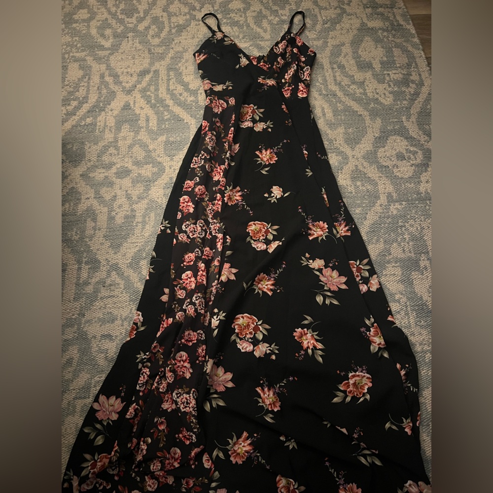 AX Paris floral long dress with slit. Work only once.